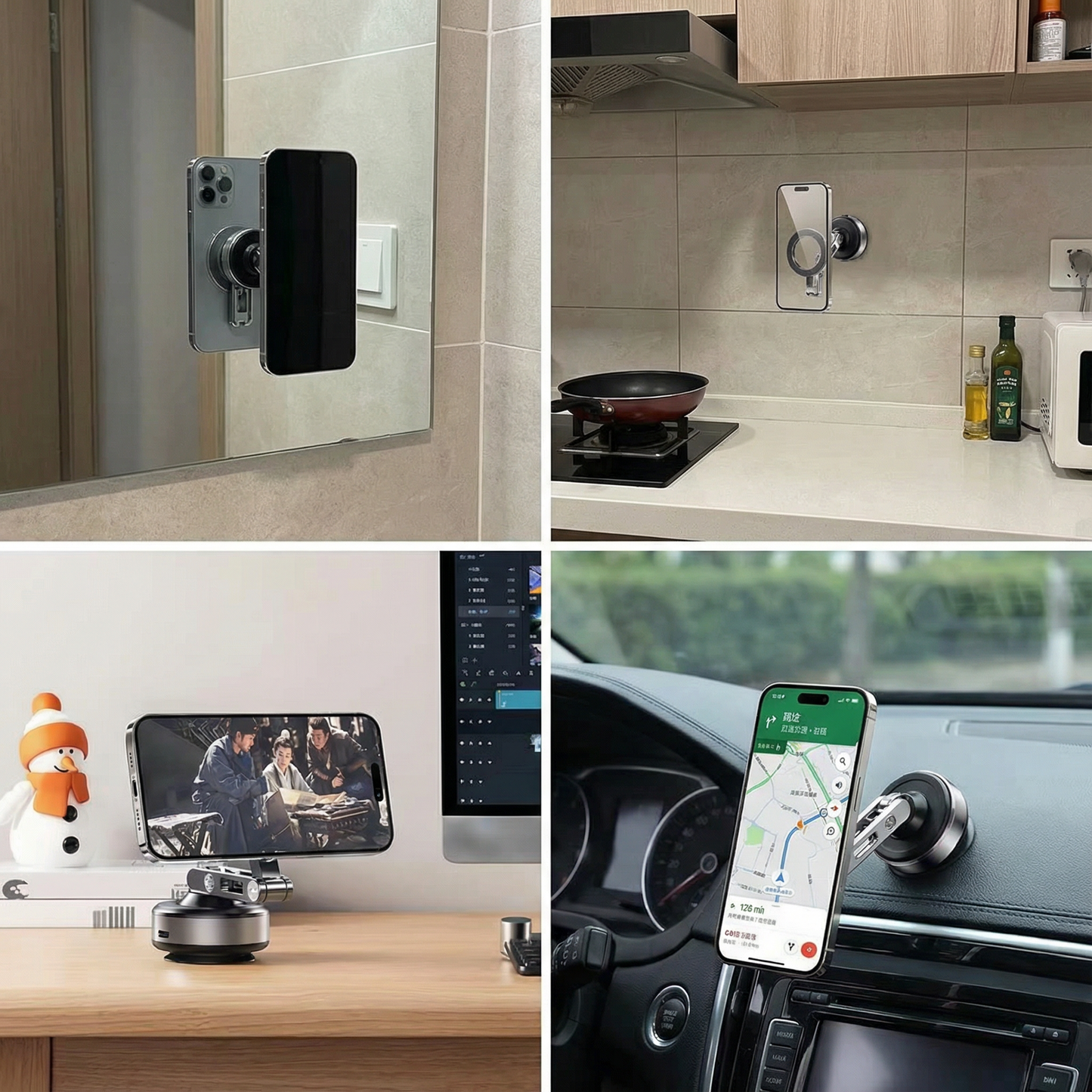 X93 Magnetic Car Phone Holder Gray | 360° Strong Suction Mount for iPhone & Android"