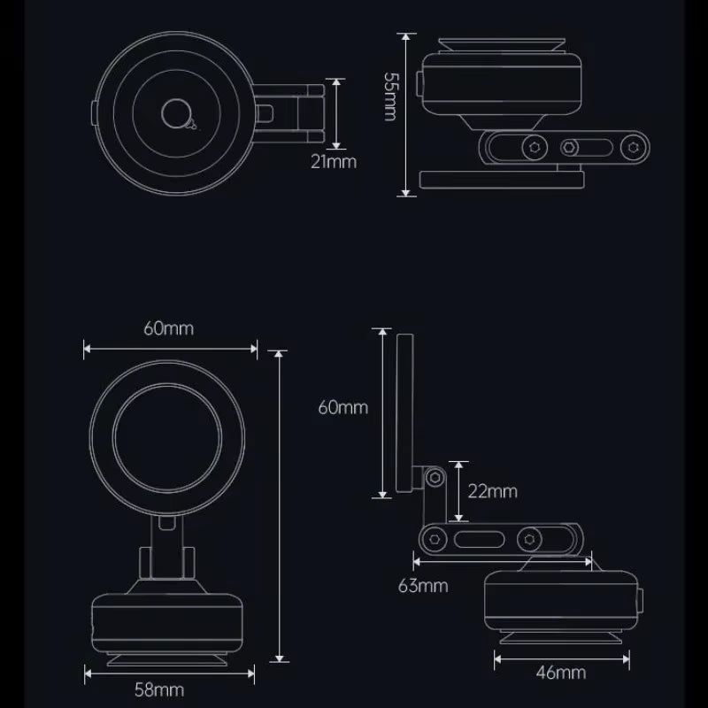 X93 Magnetic Car Phone Holder Gray | 360° Strong Suction Mount for iPhone & Android"