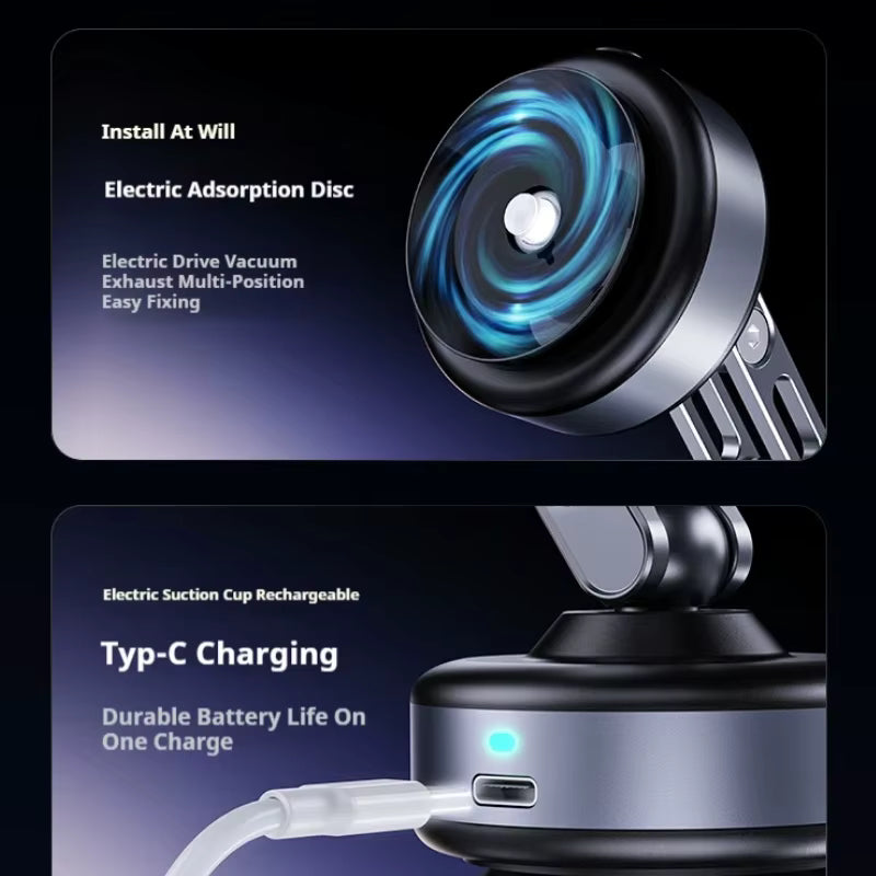 X93 Magnetic Car Phone Holder Gray | 360° Strong Suction Mount for iPhone & Android"